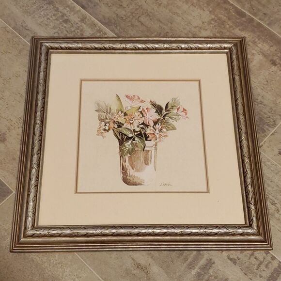 EUC Beautiful Silver Metallic Square Sketched Art - Picture 1 of 5